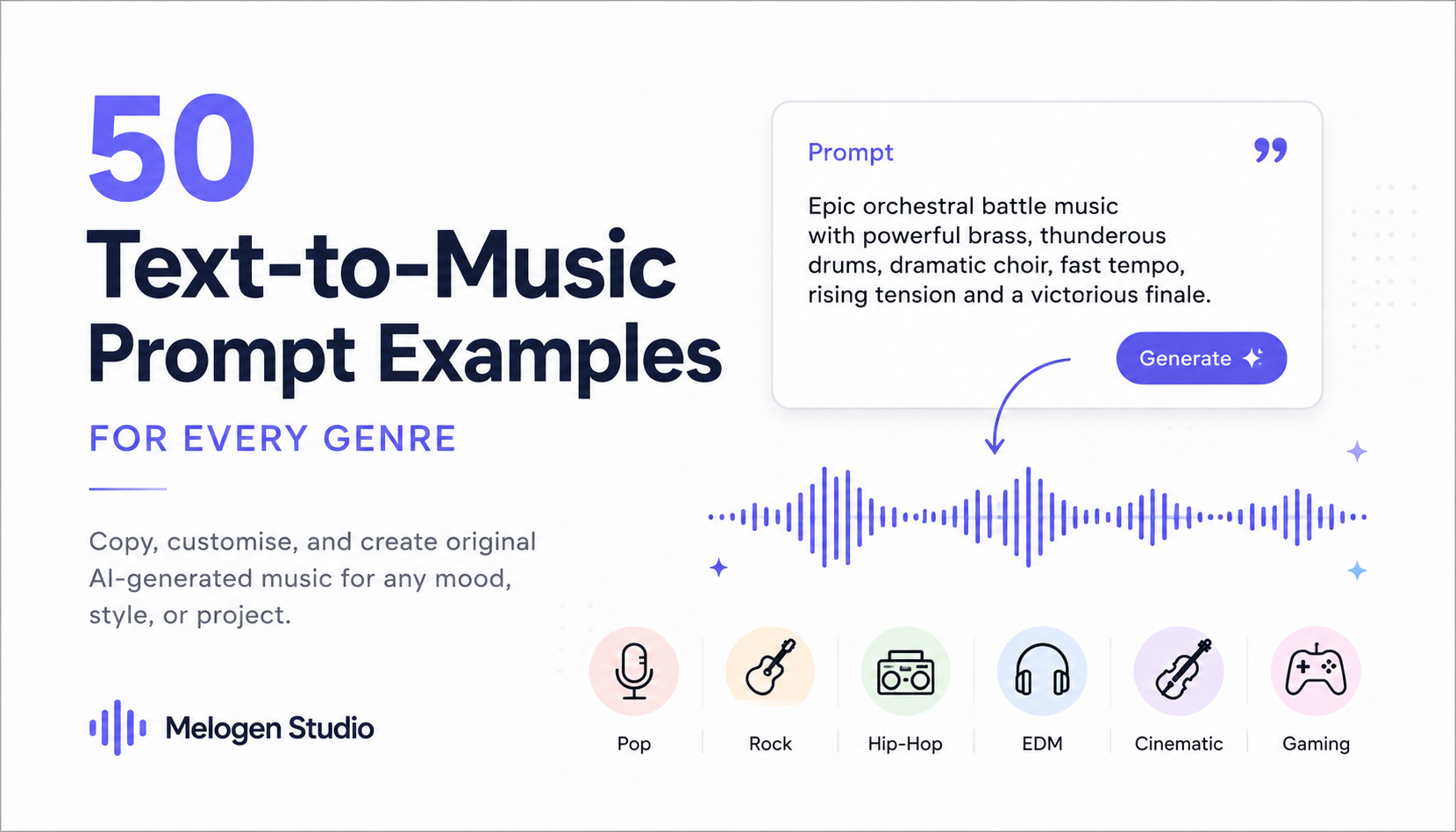 50 Text-to-Music Prompt Examples for Every Genre